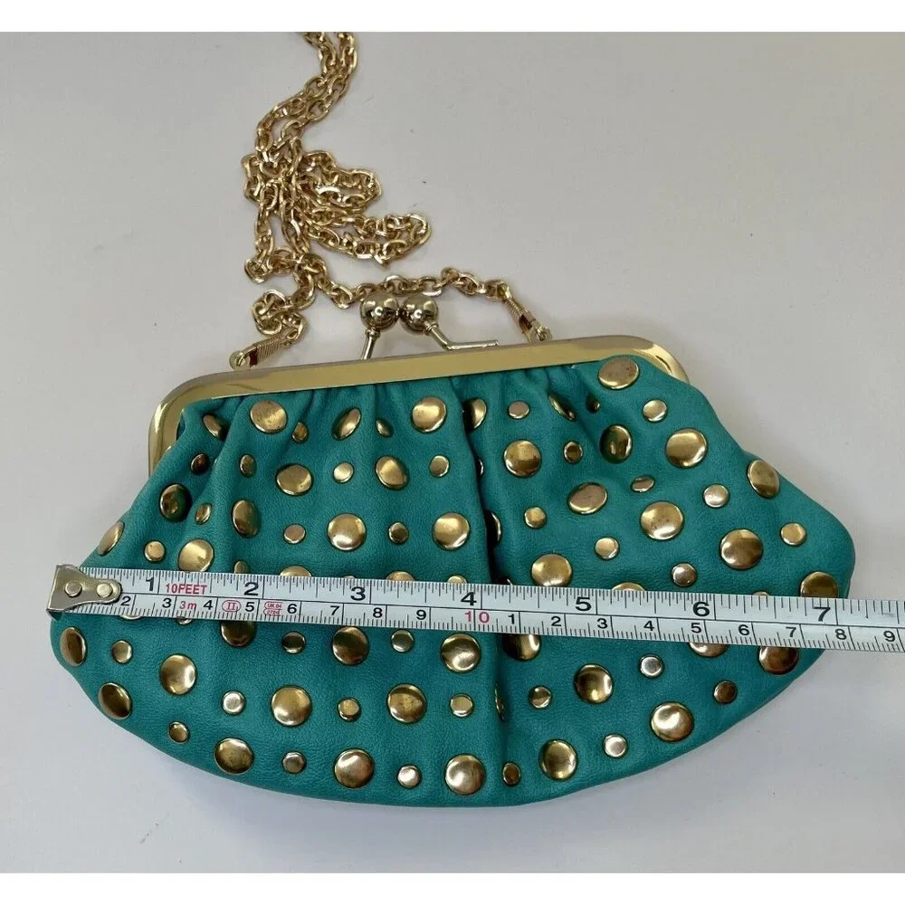 Urban expressions pu leather mini purse chain studded greeen gold - Picture 6 of 6